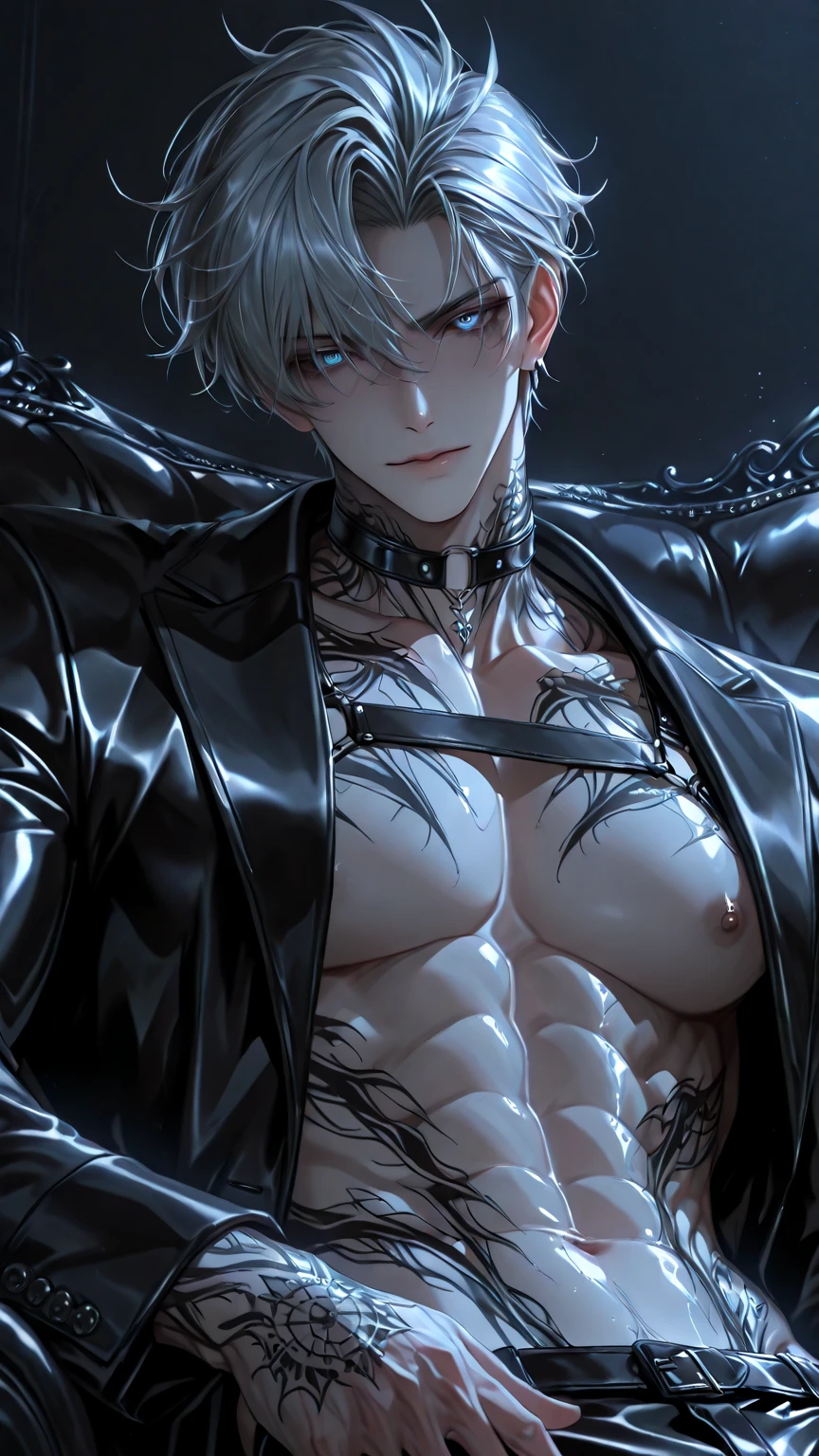 1guy and 1boy and 1man,wet-(((muscular)))-(((ripped)))-((abs))-25old-guy is ((( )))(puffy  2 0) touch  (()) slave show off - ,strip on stage,BL,(guy),homo,yaoi,,(lightblue eyes)-((tears))-blush choker men’s-strong (lavenderblush)-(male-hair)-guy,,BREAK  lift,,oil,wet,sweat, (drooling), (((pojecile )))-(((splashing from guy’s ))), (black zipper )-(((all unzipped)))--((())),((male ))