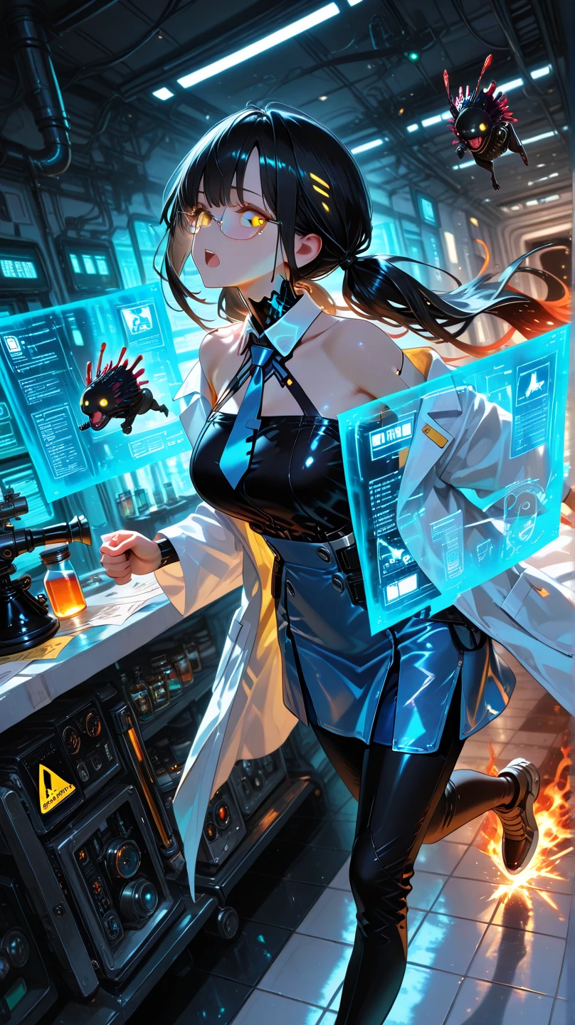 A woman holding a black object in her hands, 生物力学of, cybernetic implant h 768, European Cyberpunk, Wang Chen, 女性化of身体, put, Official product images, vibration, Women have more toys, Yoshitomo Nara, of