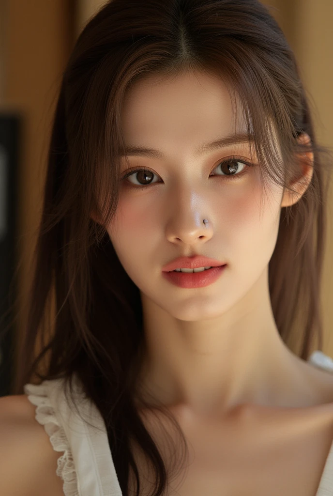 Young Vietnamese woman with captivating beauty, completely , facing forward with confidence, showcasing her slender, vulnerable body in its rawest form. Her large, expressive eyes, full of life and emotion, are the epitome of realism and beauty, perfectly captured in this high-quality image. ((young Vietnamese woman:1.3)) ((:1.5)) ((perfectly :1.4)) ((beauty and the face:1.3)) ((large beautiful eyes:1.4)) ((realistic:1.2)) ((high quality:1.3)) ((best quality masterpiece:1.1)) ((ultra high resolution: