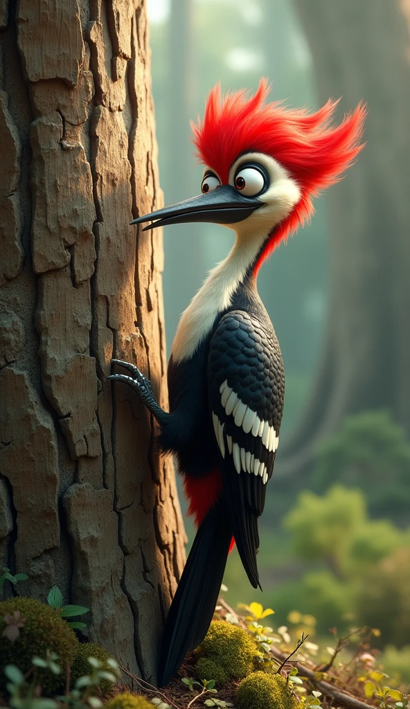 ((, )), rio movie, jungle landscape, felipe a male Scarlet macaw avian, ((anthro)), human body, furry, feathered arms, ((exposing tapering , )), standing, green eyes, bedroom eyes, , realistic, digitigrade legs, detailed eyes