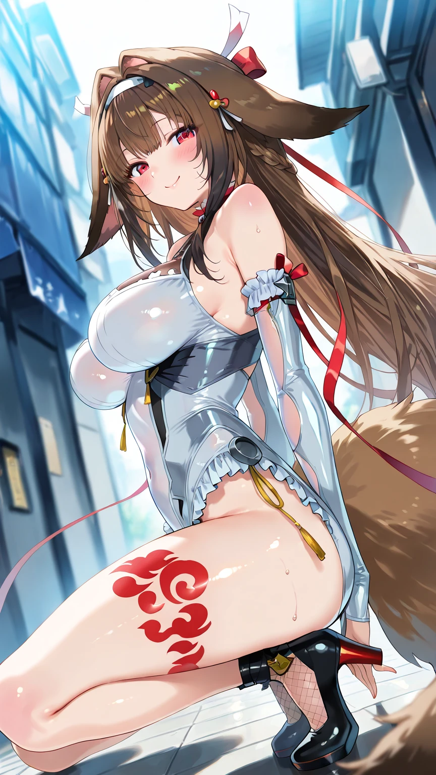 (top-quality,8K picture quality,​masterpiece:1.3),(tied arms:1.5、arms behind back、brown Rope、Bound Legs:1.5)、(Bend forward、thrust out one's hip、Hanging hips and back、Open your crotch、Opening legs)、ultra-detailliert、(A detailed face)、(A detailed eye)、looking at the viewers、open open mouth、((1girl in、独奏、No ears))、(Semi-long hair、brown haired)、(garden、学校のgarden、blue-sky)、((()))、(Tears、droolng、、Puzzled、tremble for、obedience、、be sweaty)、(Short sailor suit, Summer Cross Nini Pleated Skirt)、Best Quality, Highly detailed, skirt rift,(((Young gravure idols, Young skinny gravure idol, sophisticated gravure idol))),(detailed flawless face),Normal hands,Normal finger,Normal legs