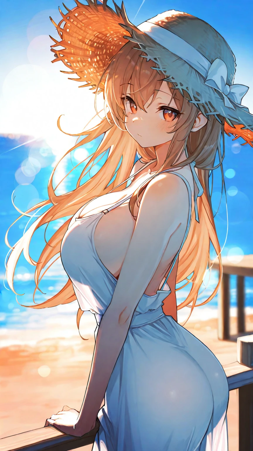 
　　　　　　　　　　　　　　　　　　　　　　　　　　　　　　　　　　　　　　　　　　　　　　　????:1.6, Top quality, masterpiece, ultra high resolution, , (top quality, high resolution, 4K, detailed lighting, shaders, perfect ???????, perfect proportions), eye of the beholder, (masterpiece, top quality) (top quality, 4K, 8K, high resolution, masterpiece: 1.2), highly detailed, (masterpiece: 1.3, top quality, ultra high resolution, ultra detailed), (top quality: 1.2), perfect eyes, perfect face, perfect lighting, (top quality, 4K, 8K, high resolution, masterpiece: 1.2), highly detailed, (top quality, 4K, 8K, high resolution, masterpiece: 1.5), highly detailed, masterpiece, top quality, ultra detailed, top quality, high resolution, 32K CG, very delicate and beautiful, illustration, high resolution, sharp focus, front lighting, glow, girl 1 person, solo, smiling, very beautiful and detailed anime face, very detailed eyes, ((masterpiece)), ((best quality)), (super detailed), ((cute)), cute, ((very detailed)), 4K, (8K), best quality, (best quality, 8K, 32k, masterpiece, super high resolution, very detailed, impressionistic:1.2), blurred background, (((two arms))) , (((two foot))), ((((four fingers and 1 thumb)))), Best quality , ((only one naval)),

(Scandinavian beauty). (Beautiful face: 1.2). (Cute). (Shiny blonde hair). (Tight wedding updo: 1.6). (Swept sideways bangs revealing forehead: 1.4). (Beautiful turquoise eyes). Smiling: 1.8. (Shy: 0.6). (???????: 1.8). (No panties: 1.8). (White wedding dress: 1.4). (Showing ???? ????????: 2). (??????? and ??????? uncovered: 1.8). (Small pink ?????? and ???????: 1.6). (???????????: 1.8). (Full ?????: 1.6). (Beautiful ???????: 1.6). (Thin waist). (Slender figure). (Realistic facial expression: 1.3). (White choker: 1.7). (Necklace: 1.4). (Pure white veil: 1.2).  (White flower hair accessory: 1.4). (Bracelet: 1.4). (Anklet). (Deserted beach: 1.6). (Palm tree: 1.2). (Strong sunlight). (Realistic background: 1.3). (Shot from below: 2.5)