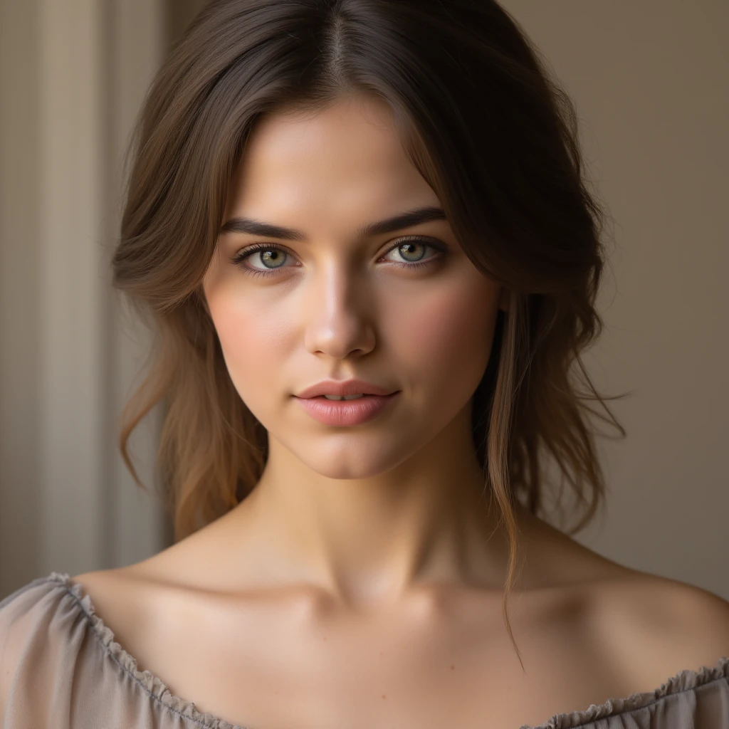 A chiaroscuro portrait of a woman, beautiful detailed eyes, beautiful detailed lips, extremely detailed eyes and face, long eyelashes, porcelain skin, elegant hairstyle, intricate jewelry, dramatic lighting, Renaissance style, dramatic shadows, warm golden tones, dramatic chiaroscuro lighting, ultra-detailed, 8k, photorealistic, masterpiece, cinematic, dramatic atmosphere, elegant and regal