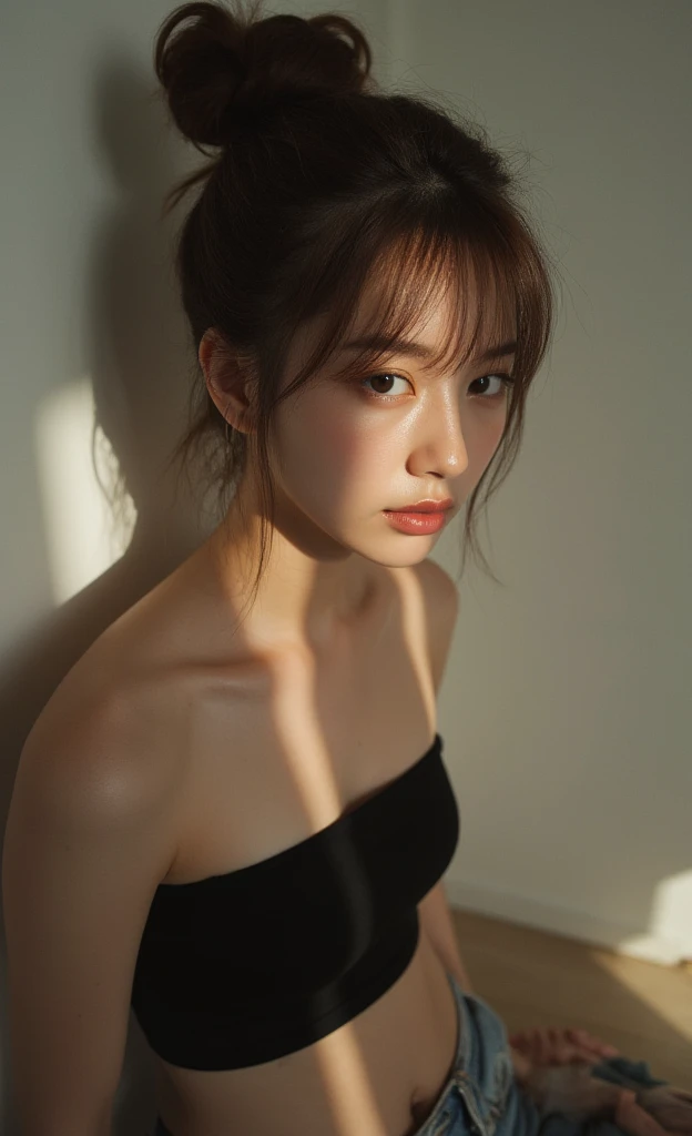 Surrealism, high detail, movie lighting, Ray tracing, perspective, Shoot at eye level, ultra high definition, masterpiece, textured skin, 4K, Best quality sexy open mouth and closed eyes with  on the bed