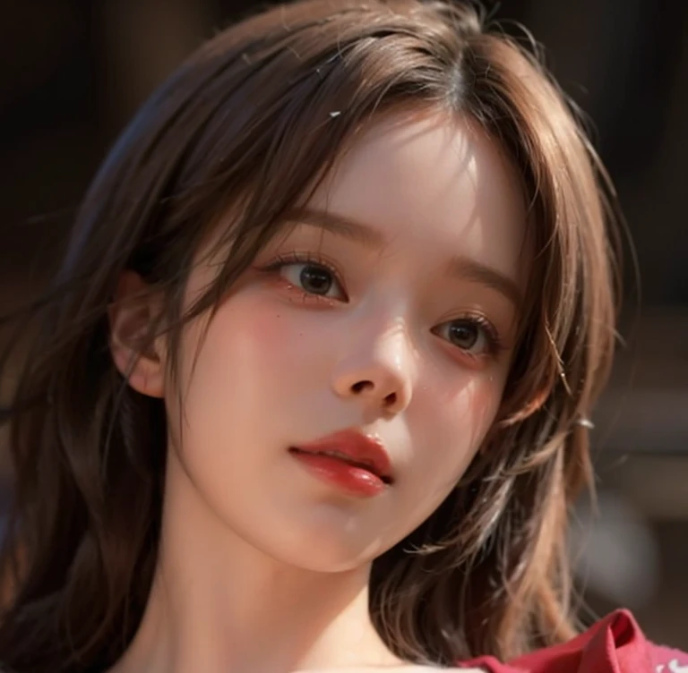 A closeup of a woman with long red hair wearing a turtleneck sweater, retrato de jisoo rosa , jossi de blackpink, parque roseanne de blackpink, portrait of jossi de blackpink, kim doyoung, Jinyoung Shin, Jisoo de Blackpink, heonhwa choe, jisoo de blackpink, aparcar desde-min, lee ji - eun, lee ji-eun, jia, han so hee, so hee han, lee so hee 