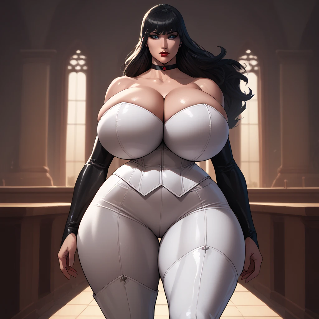 Lady Dimitrescu exuding elegance and confidence in a grand, gothic setting, emphasizing her tall stature and full figure without any ??????.", wide body, massive ??????, wide ????, heavy physique, heavy figure, voluptuous body, 3d CGI, digital render, hyper realistic, trending on artstation, highly detailed 3dcgi, wide body, 