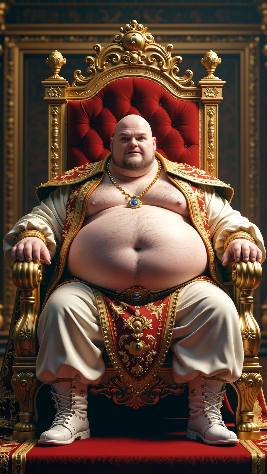 [[[Ultra detailed, best quality, beautiful, 4K, detailed faces, medieval story, detailed emotional eyes, detailed belly ,detailed printing big ???? bulge through robe, detailed big muscles]]], a dominant ????? face fat huge chennai indian moustached man sitting on a sofa with a crown, white hair, thick moustache, white ????? hair, king's robes, king, huge body, carpet, windows, curtains, living room, sitting on the sofa barefeet




