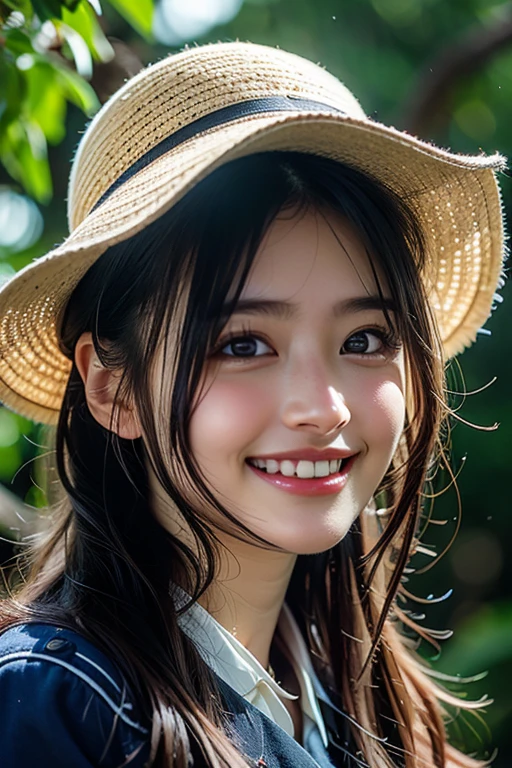 13 years old。smile、Beautiful eyes、Beautiful colored clothes、hat