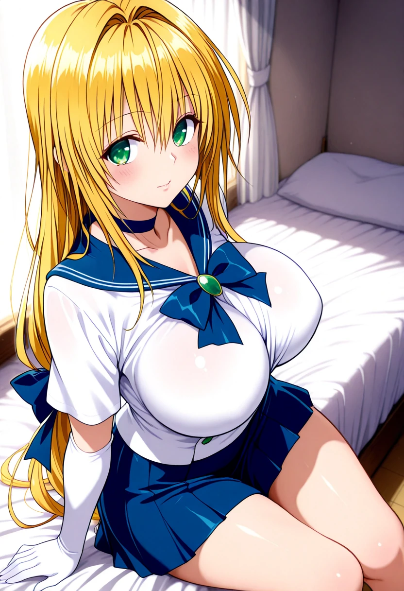 (masutepiece, Best Quality, High resolution:1.5, anime colours, megami magazine:1.2, anime poster style, anime keyvisual, sharp, 8k, photorealistic), (, looking away), (beautiful eyes:1.5, beautiful face), Alice Zuberg, 1girl, blush, (white headband), (blond Long Hair, hair braid), (sagging breasts:1.5, large breasts), (, ), upper body, (Perfect detailed , beautiful detailed hair, perfect detailed body:1.2, shiny skin), (thick outline, Beautiful outlines, black outlines), simple background