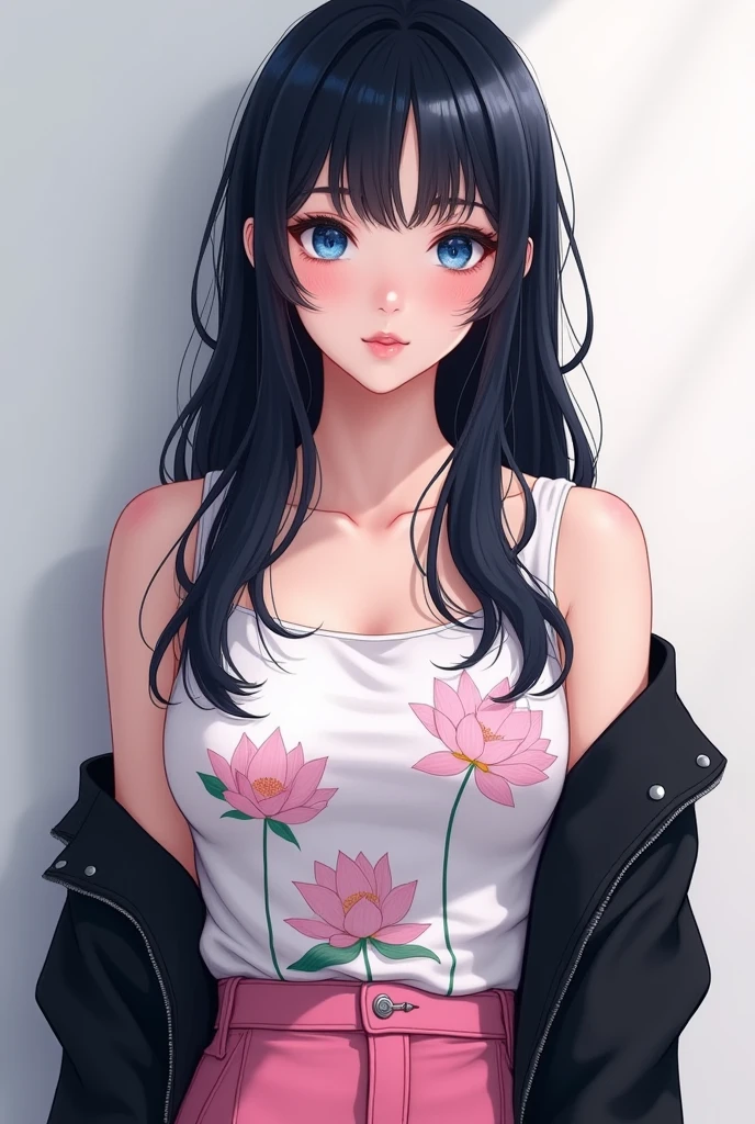 realistic photos of (1 cute Korean star) low-tied long hair, Thin makeup, 32 inch  size, Market position, Close-up portrait, Night, nffsw、Punk Girl、Pendants, Torn shorts, Light Knit V-Neck Shirt、 of the 、huge-breasted、bending forward、 close, black hair, blue eyes