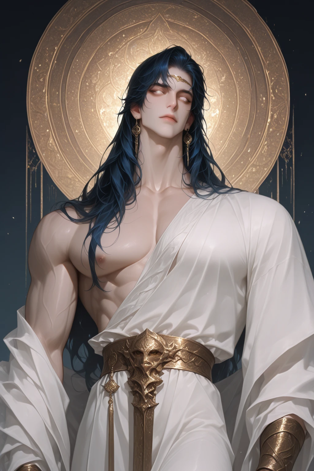 All-white marble statue 