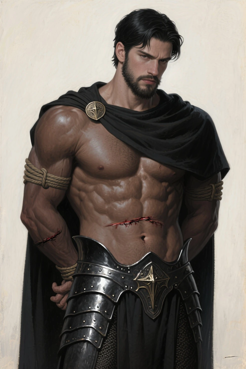 SANTO EXPEDITO, a Roman soldier with detailed armor and red cape, holding a cross with the inscription "Today" and stepping on a labeled crow "tomorrow", and in the other hand holds a palm leaf on a simple battlefield or celestial background, with a soft halo around the head, conveying urgency and determination, the scene is filled with a sense of immediate action and resolution, soft divine light highlighting your figure, shadows adding depth and contrast, --ar 9:16 --c 15 --s 750