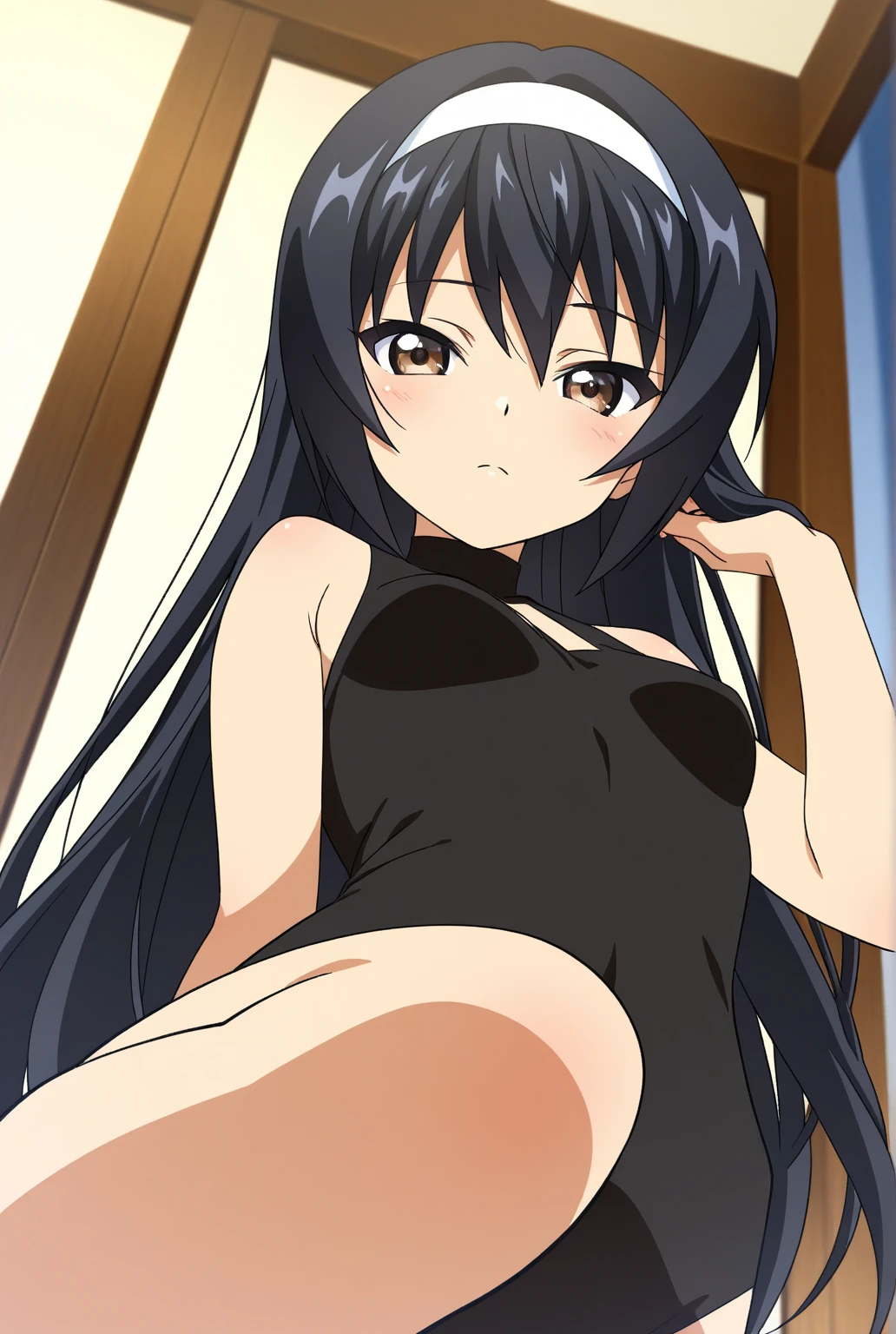 Azusa Nakano-Azusa, nakano azusa, ,, black hair, black eye, long hair, twin tails, hadaka , , shoes, shoes下, thigh masterpiece:1.2), highest quality, High resolution, unity 8k wallpaper, (shape:0.8), (fine and beautiful eyes:1.6), highly detailed face, perfect lighting, Very detailed CG, (perfect hands, perfect )