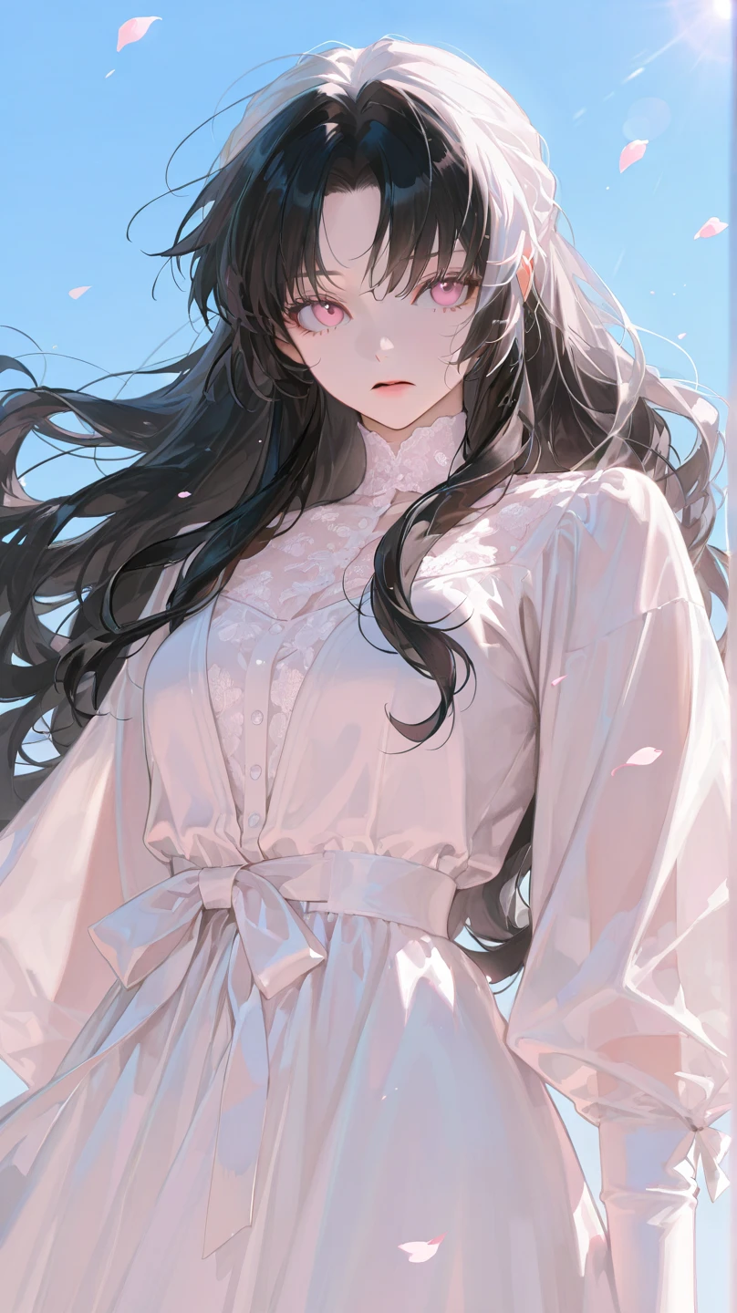 One Girl,Line art,Monochrome,sketch,Pencil drawing,Traditional Media,One Girl, skirt,Cute Teenage Girls, ,Beautiful portrait、Delicate body、Black Hair、Black Hair,landscape