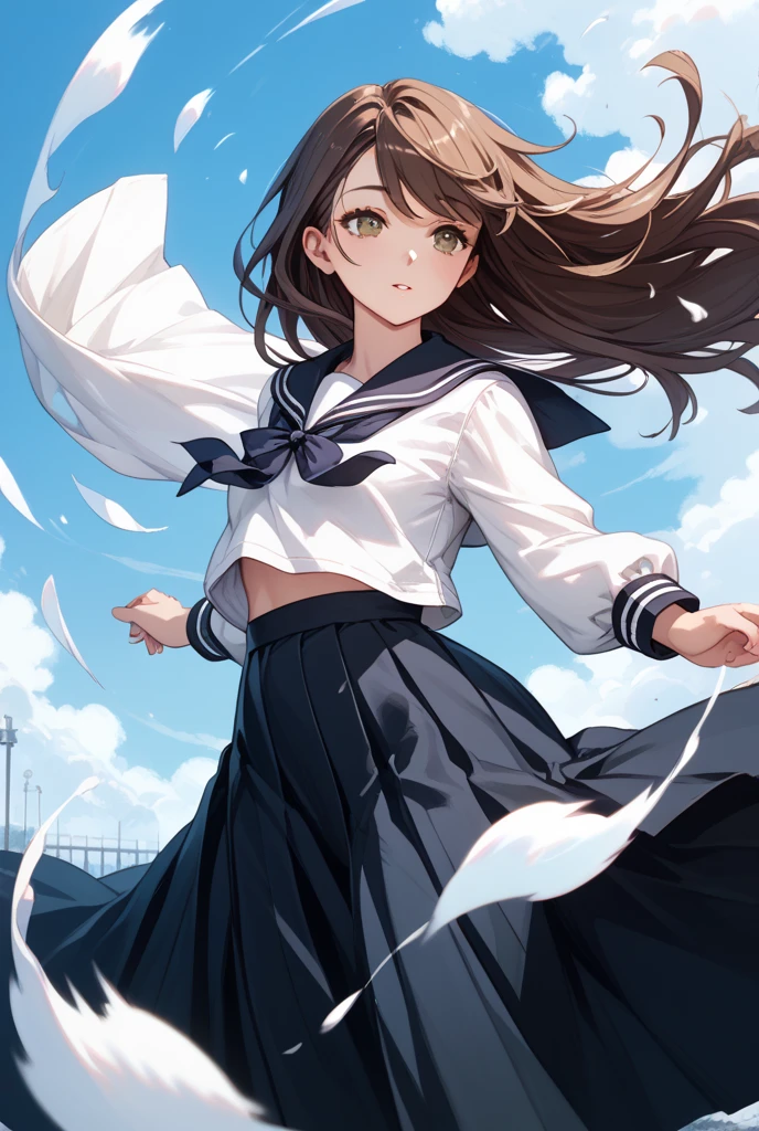 ((14 years old pretty girl)), ((the wind blow her skirt out)), ((showing her )), ((she is peeing)), ((she's shy))