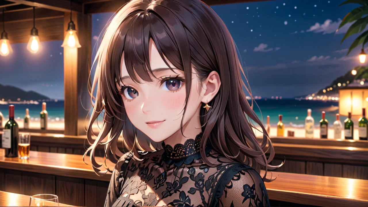 (8K、top-quality、​masterpiece:1.2)、(realisitic、ultra-detailliert、超A high resolution、1 girl、see the beholder、beautifull detailed face、A smile、Constriction、(Slim waist) :1.3)、Autumn clothes、Beautiful detailed skin、Skin Texture、Floating hair、Professional Lighting、Osaka、Black-rimmed square glasses、Whole human body、Brown hair