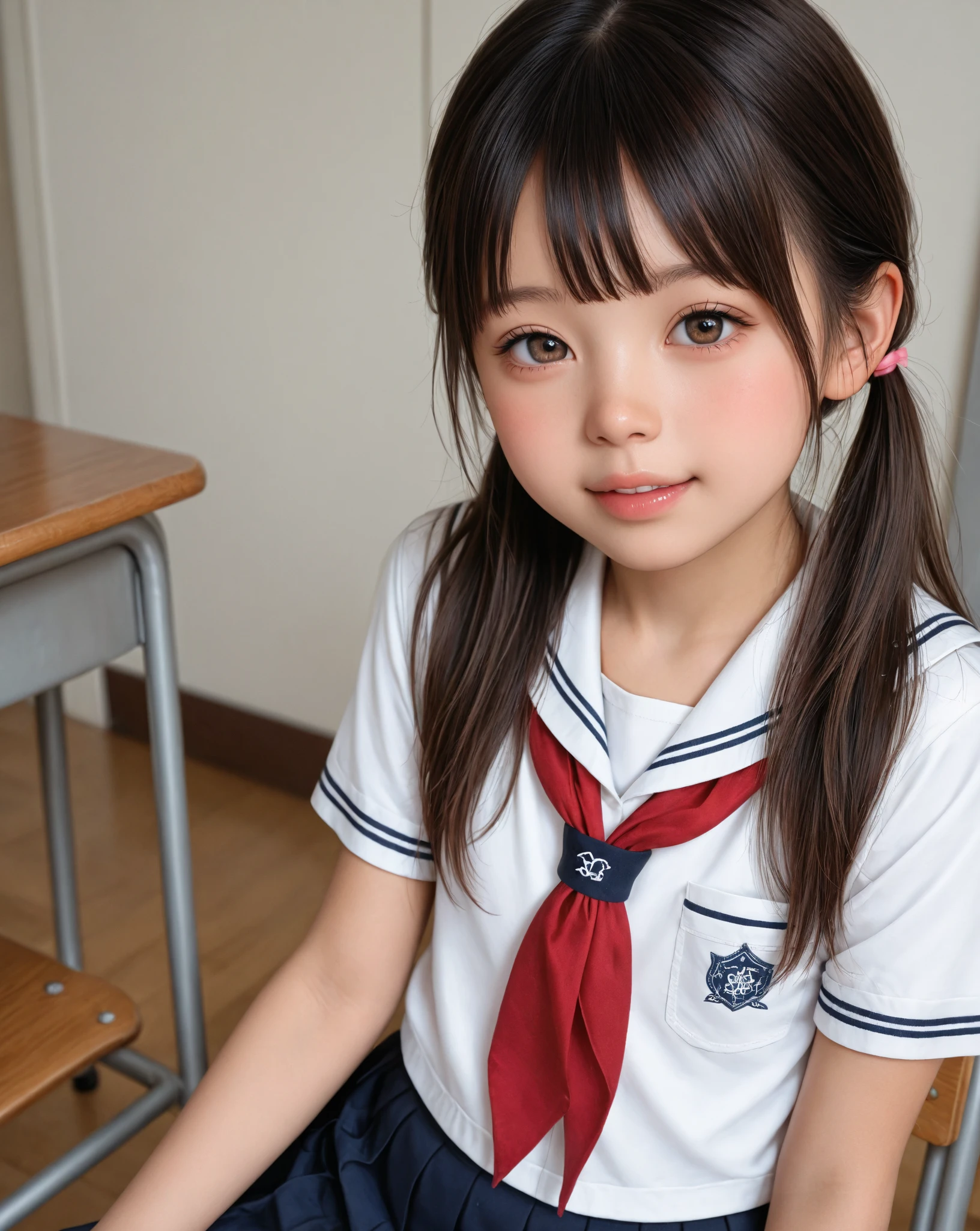 Photorealistic, cute teen japanese girl, school uniform - SeaArt AI