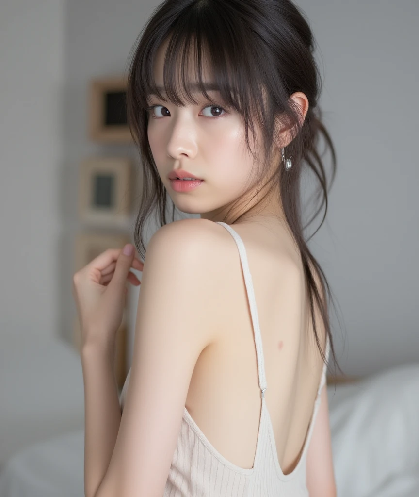 ((masterpiece:1.4, best quality)), ((masterpiece, best quality)),  (photo realistic:1.4),  professional lighting, physically-based rendering, very cute, big eyes, extremely detailed eyes and face, eyes with beautiful details, (beautiful japanese girl:1.05),  face focus, from back