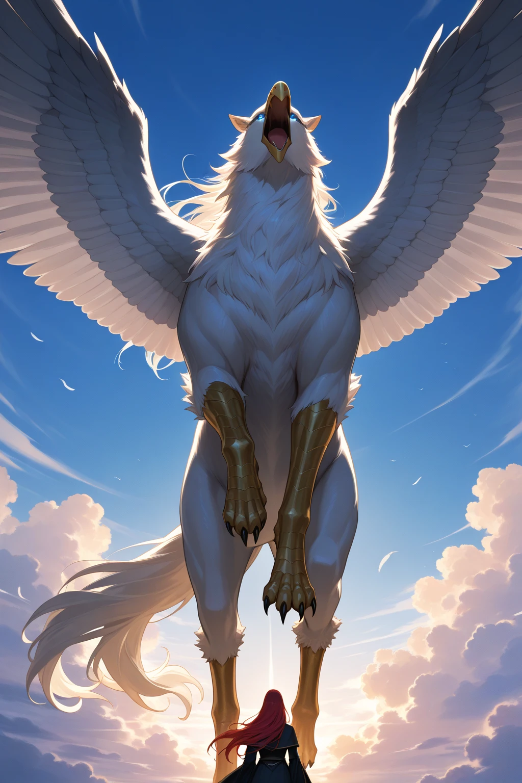 ultra-detailed, masterpiece, masterwork, high quality, best quality, hdr, (nature, sky), , male, solo, avian, chibi, (()), (white little body crow), (long silver hair, beak, detailed yellow eyes, cooleyes), horn, dragon ears, flying, dynamic angle, (, perfect ), Hands and wings in one piece,