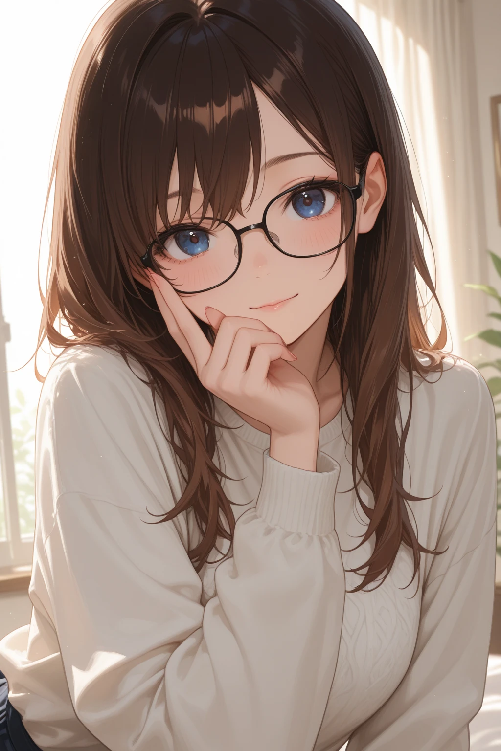 masterpiece, 最high quality, high quality, High resolution, high quality texture, high quality shadows, High resolution, Beautiful details, Detailed CG, Detailed Texture, Realistic representation of face, Realistic, colorful, delicate, Cinematic Light, Side light, Lens flare, Ray Tracing, sharp concentrated, (1 Girl,concentrated:1.3), ( Intricate details, compensate, PureErosFaceV1:0.5), (細部まで美しいdelicateな顔, 緻密で美しいdelicateな瞳, Perfect  Proportions, Dense skin, Optimal ratio of four fingers to one thumb, Arms under chest, medium breasts, Wide Hips, Smooth upper abdomen, Tilt,middle hair ,wavy hair , Without hands, 30 years old,Blue Eyes,Glasses, Study,Office Lady, Navy uniform,Glasses,White shirt, Black tight skirt,Black Stockings,machine,,house wife,curvy,supright straddle, bich, sweat,, gaze, the gaze of true love, lips of temptation, A look full of compassion ,a smile full of love, i love you, Acting lovey-dovey, air fortress hair, blonde hair,show off  under white shirt