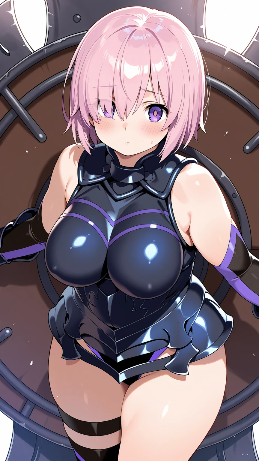 a woman with wavy black hair and purple eyes, black alien armor, parts, blush, shadow, beautiful face, ????????????