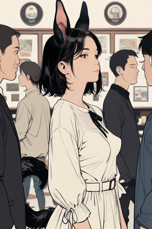 highest quality,High resolution, 8K, cute teenage girl, Cute ponytail, perfect skin, small , sailor suit, In a crowded train, (low angle:1.4). (small :1.4), (:1.3), 