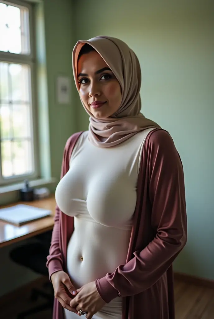 50 years Old, Hijab Indonesian mature woman, Huge  : 66.9, lace Gamis, Breast out from her clothes : 1.9, at doctor office, Dark light, at Nighttime, ((Wearing Love  )), ((HUGE BOOBS)), ((SAGGY BOOBS)), ((HUGE )), (HEAVY BREASTS)), (HEAVY )), ((HEAVY BOOBS)) pastel