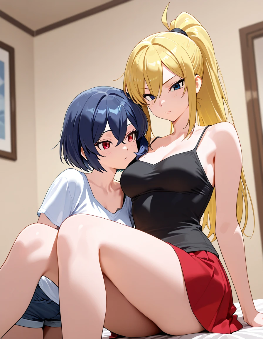 , futanari  female, ,(((1girl,1futa, cowgirl  ,imminent  )))，(((ripped , ripped ))),, , sensual scene,(((chain binding body:1.5))),(arms behind back return:1.3)，(sensual expression), restrained things ,restrained by chains, tightly shackled and confined ,collar around throat,  highest quality, High resolution, long hair, blue eyes, blonde hair, (large breasts:1.2), huge breasts,  breasts,  , BREAK skirt, thighs highs, black stockings, Looking at the viewer, sensual scene, , 