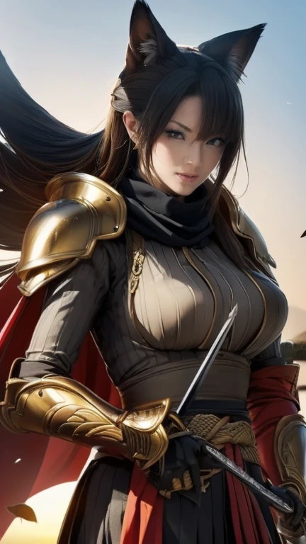 (Best Quality, Masterpiece), 8k Wallpaper Interface, Official Art Quality, Splash Art Style, Emphasis Focus, 1 Maiden, (Hayuri Zahad), Wearing Parrley_armor Armor, (Big Bulky Futuristic Armor: 1.3), Black Armor, Palanquin, Glove.