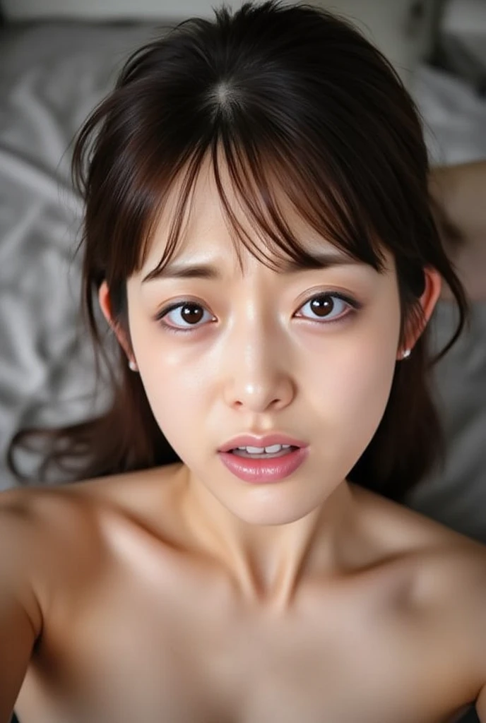 ((Highest quality, 8K, masterpiece: 1.3)),, Highly detailed face,、Focus your eyes, Nose and mouth,Face Focus, Woman with open mouth and closed eyes, Face Focusの接写、26 years old,Rino Sashihara、Realistic nostrils、Angle from below、Sweaty skin、Yogurt for glowing skinを強調する照明、Yogurt for glowing skin、Shiny skin、Big eyes、double eyelid、(My tongue is wet and shiny) ((Wet tongue)) ((Berokisu)),In a dark room,Shooting from the air、 、((Small breasts))、、belly button、Sweaty、blush:2.0、