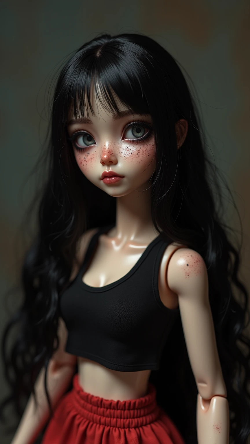 a woman, very thin body, body visible bones, very slender, sweaty wet body, pale white skin, , ,tatto, full body, has a mental breakdown in an underground prison, kneeling down