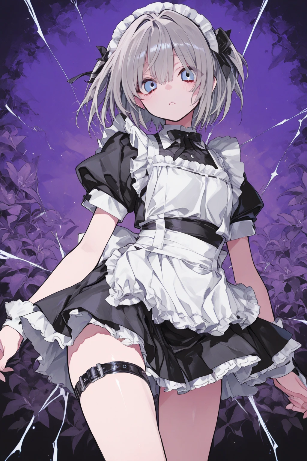 best quality, masterpiece, highres,1girl, full_moon
(best image quality), masterpiece,  Highest quality, High resolution,  One girl, alone, sakuya1,  Maid, Bachelor, Grey Hair, Medium chest, knife,blue eye
