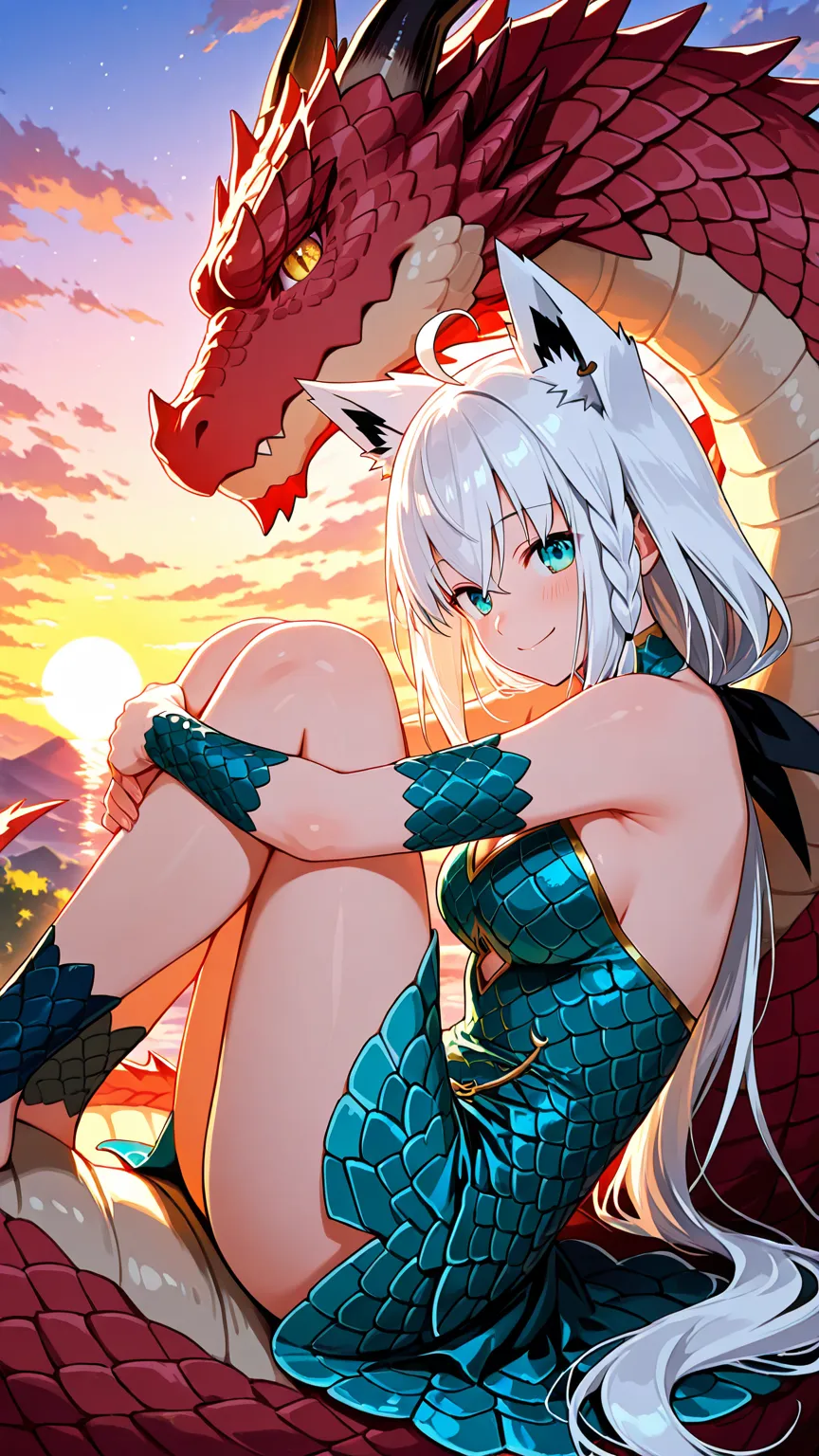 ドラゴンと少女の幻想イラスト生成
