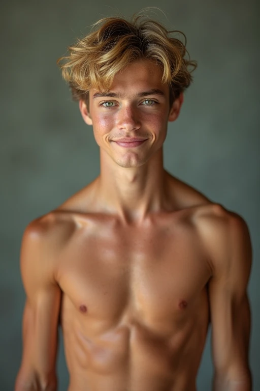 male Age 29 swimwear lifeguard  smile in the evening