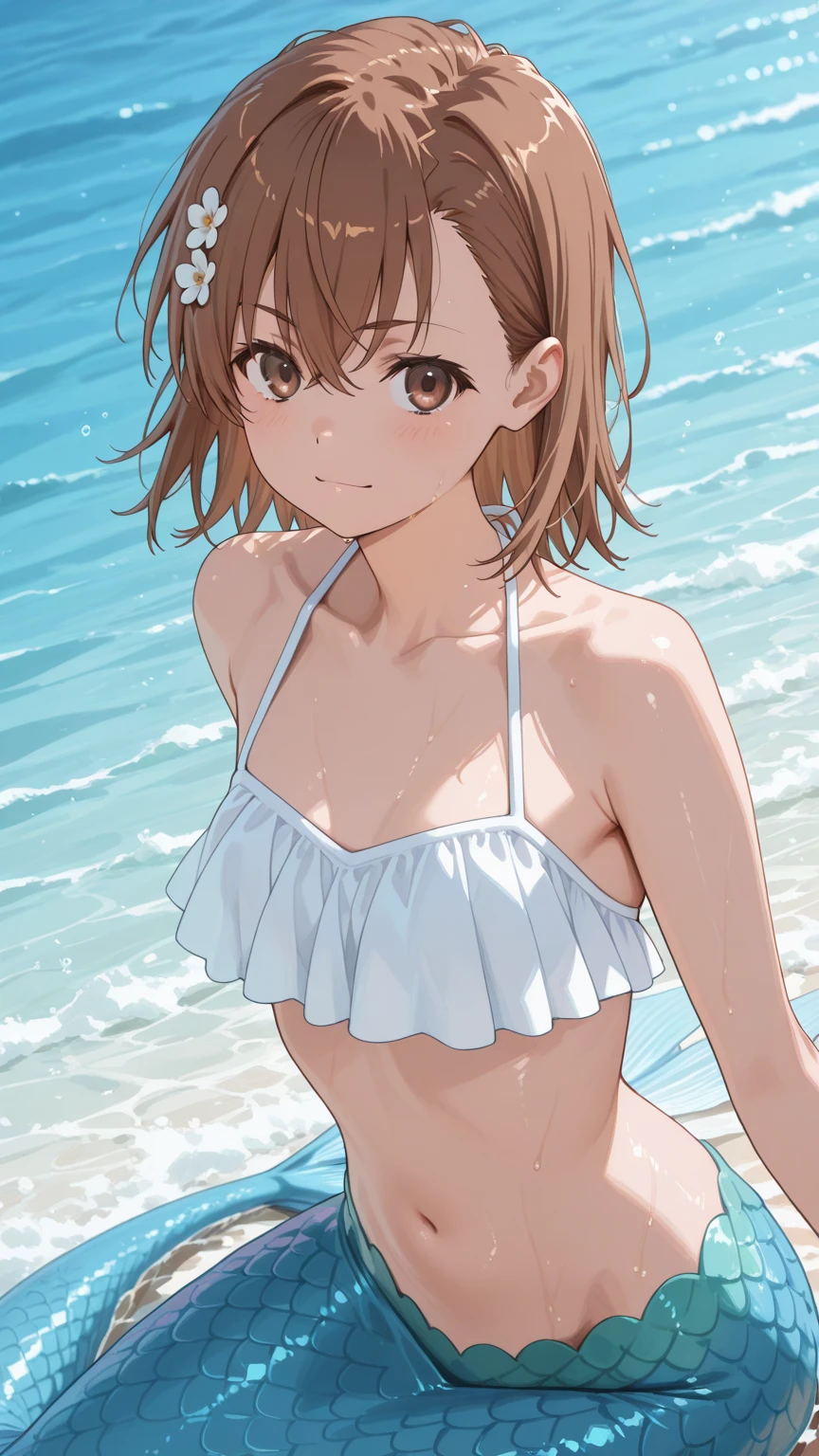 Lililukarde, (Brown eyes:1.7), Brown Hair,Short Hair, (Flat :1.2), smile,short hair,Yellow bikini string ,Short denim,barefoot,Wet ,Wet Hair,Wet Skin,whole bodyがイラストに入るように,Water Play,True Summer,Daytime,Clear skies,
break looking at viewer,whole body, (Cowboy Shot:1. 5),
break outdoors, Beach,Ocean,
break (masterpiece:1.2), Highest quality, High resolution, unity 8k wallpaper, (figure:0.8), (Beautiful attention to detail:1.6), Highly detailed face, Perfect lighting, Highly detailed CG, (Perfect hands, Perfect ),