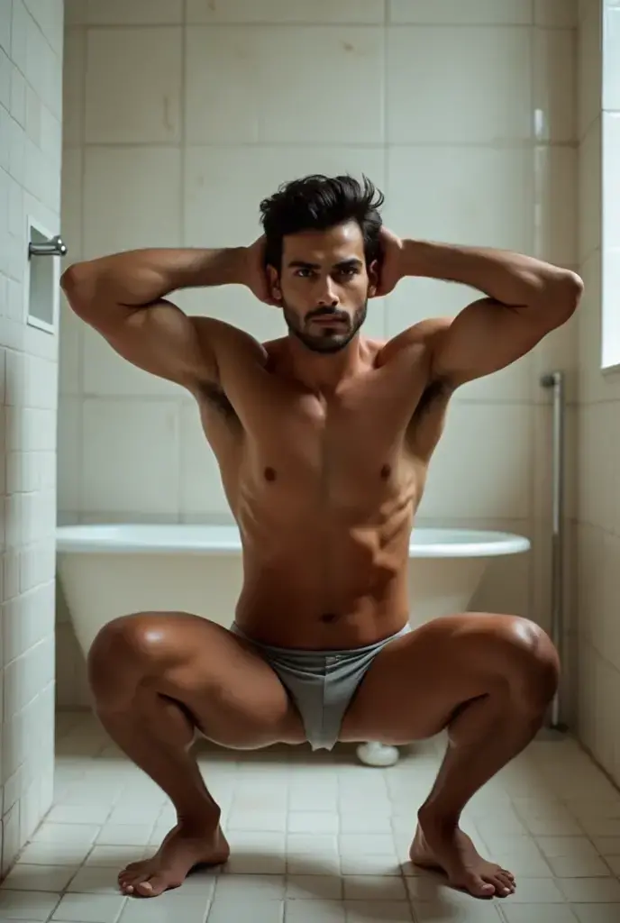 Wearing tanktop, Soaked white , , teenager, very wet body, Hairy stomatch, very hairy abs, Very bushy hairy armpits, hairy pubic, hairy crotch, white sleeveless shirt, Super Realistic photography, PROUDLY SHOWING OFF HIS BODY, Cute teen boy, Wearing soaked white tanktop, , DETAILED, sexy, wearing soaked tanktop, ABS , Very wet body, very wet, dirty urinal, public men toilet, men urinal,  just wearing soaked white , Showing off his very hairy armpits, muscle fit body, teenager, very cute boy face, 17 years old boy, Very young teenager boy, seedy and dirty alley scenery, in the middle of Crowded public toilet, dickprint, Sweat dripping all over the body, Proudly showing off his sweaty very hairy armpits to audience , The colors are bright and vibrant, enhancing the overall aesthetic. The lighting is soft and natural, casting a soft glow on the boy, don't merge body's, detailed eyes and lips, sixpack and fit body. Image quality is of the highest standard, with ultra-detailed features and a realistic appearance.