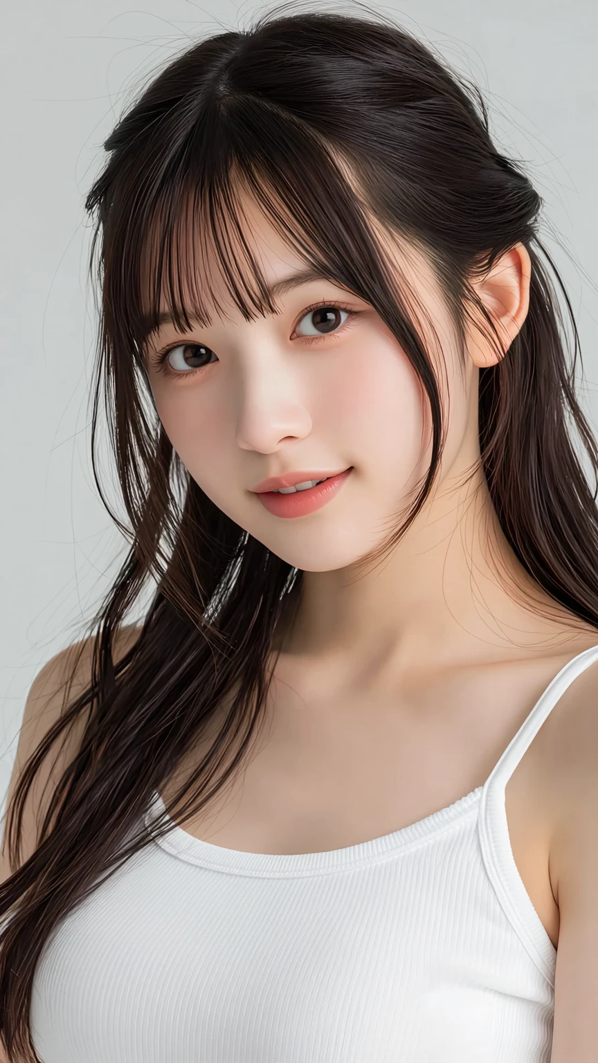 (top-quality,​masterpiece:1.3,超A high resolution,),(ultra-detailliert,Caustics),(Photorealsitic:1.4,RAW shooting,)Ultra-realistic capture,A highly detailed,High resolution 16K human skin close-up。 Skin texture natural、,The pores are、Must be detailed enough to be easy to identify。 Skin should look healthy with even tones。 Use natural light and color,女の子1人,japanes,18year old,kawaii,A dark-haired,ポニーテール,smil,Looking at the camera,SEA,食い込む、全身、、よだれ]