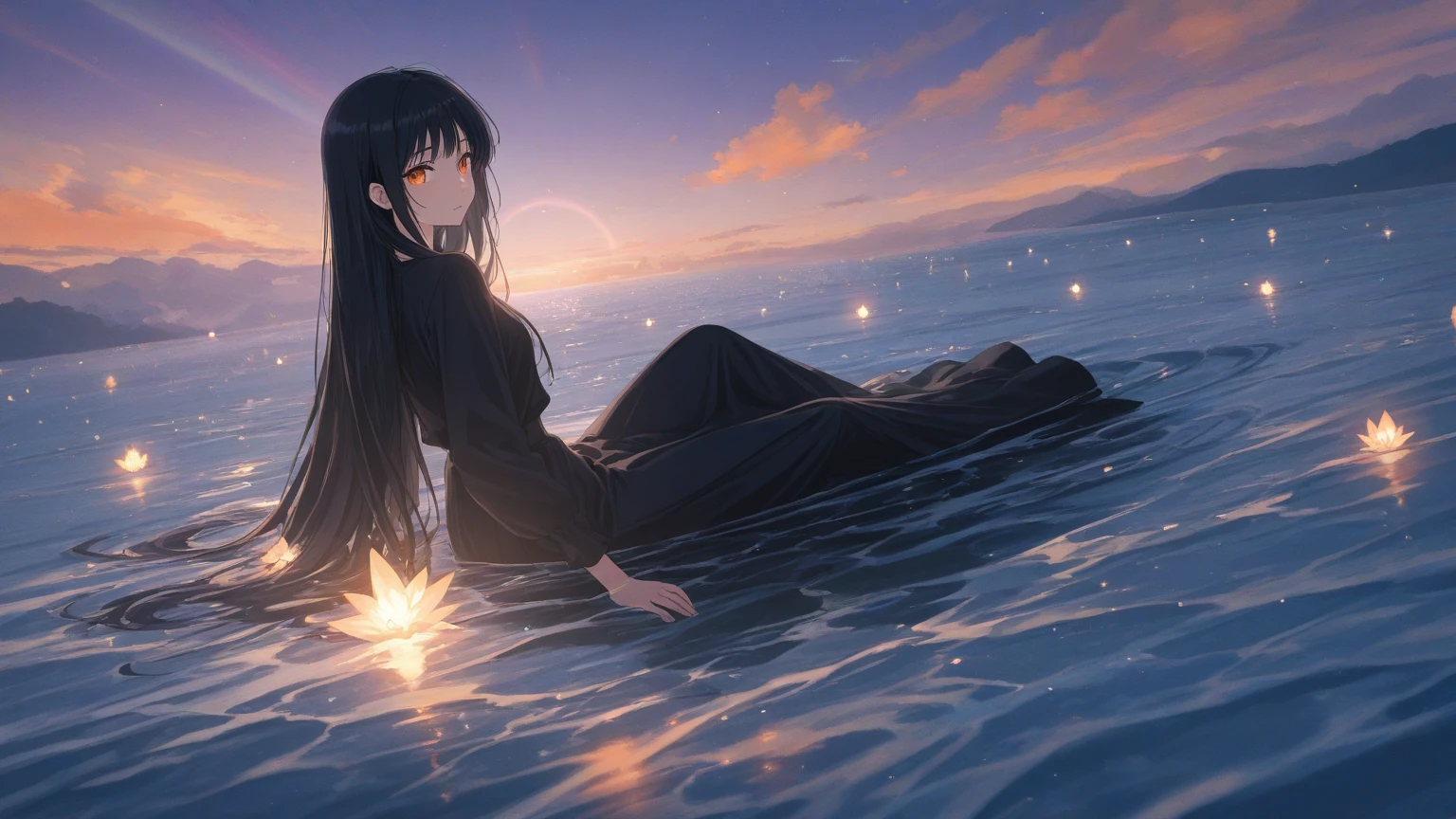 (masterpiece), best quality, expressive eyes, perfect face, (masterpiece), best quality, expressive eyes, perfect face, horror, halloween theme,, half body, perfect, Full HD, intricate, good hands, beautiful, Bride, pale skin, terror aesthetic, lake background, she's Sad, Full HD, delicate, solo woman, ((intricate background lake)) ((cinematic))