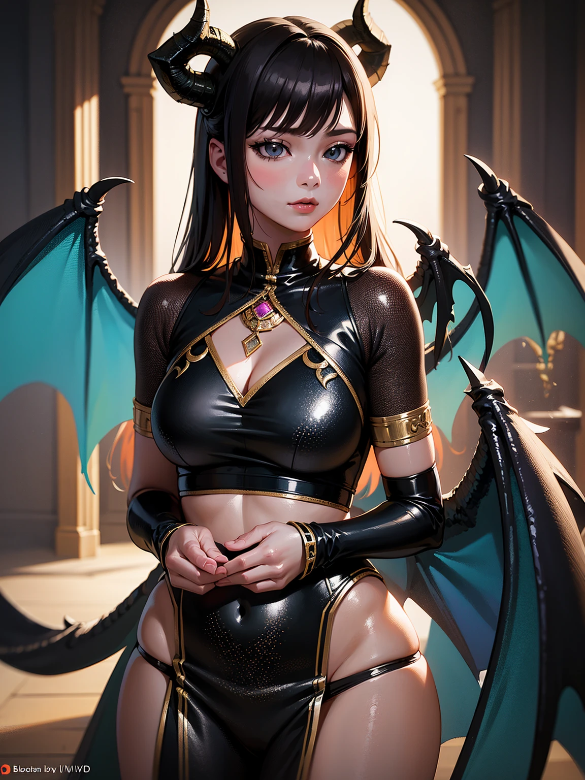 Warriors of darkness. Korean Idol Korean Beauty Top with Emphasized ??????? Big ???? Abs Slender Glossy Full Body Statue Succubus