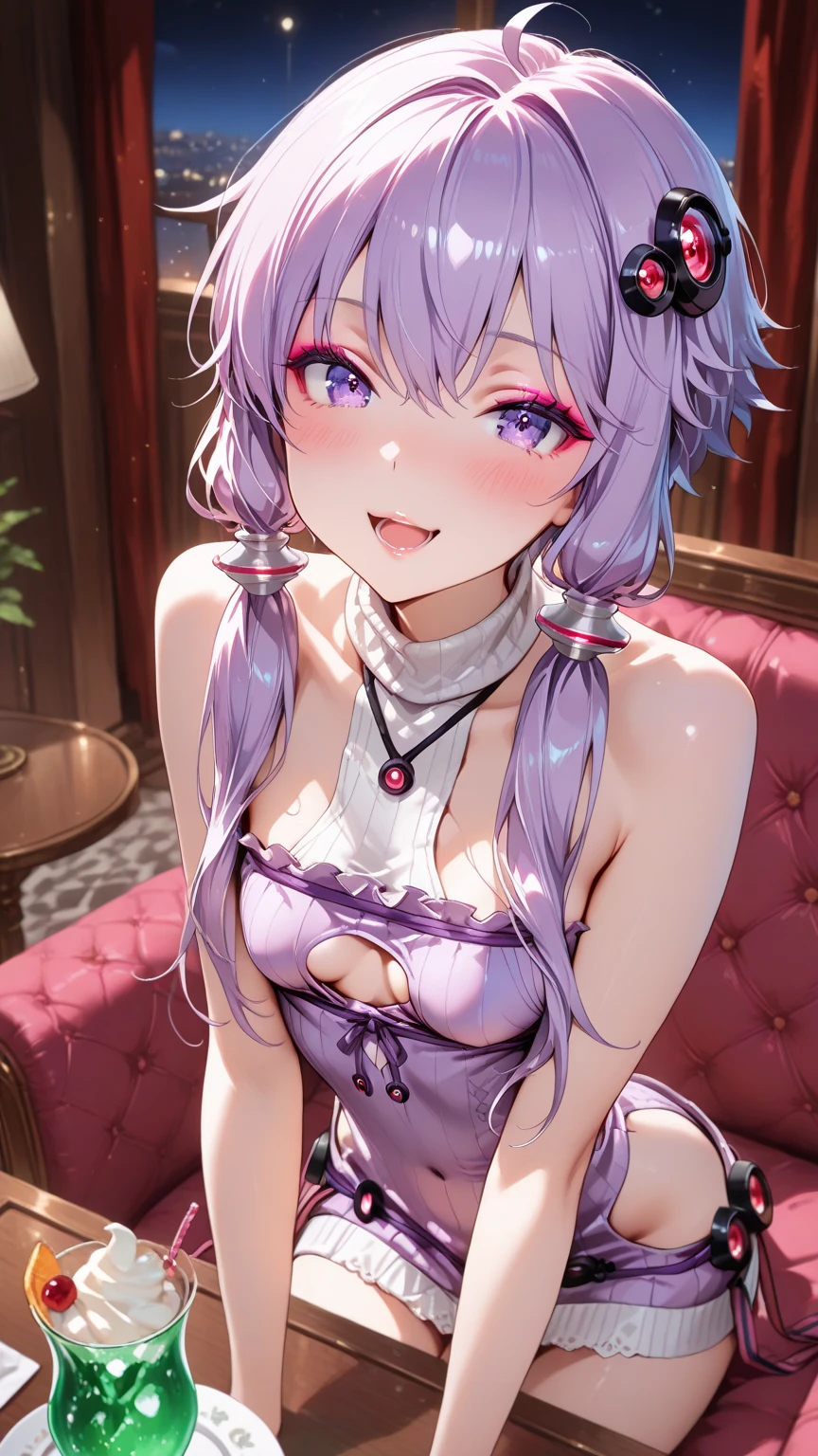 (satin、silk、White ruffled )、Realist, 1 girl, In white, Purple Eyes, Bright Eyes, Crop top, skirt, Chapped lips, blush, evening, Flores, sun, sunlight,