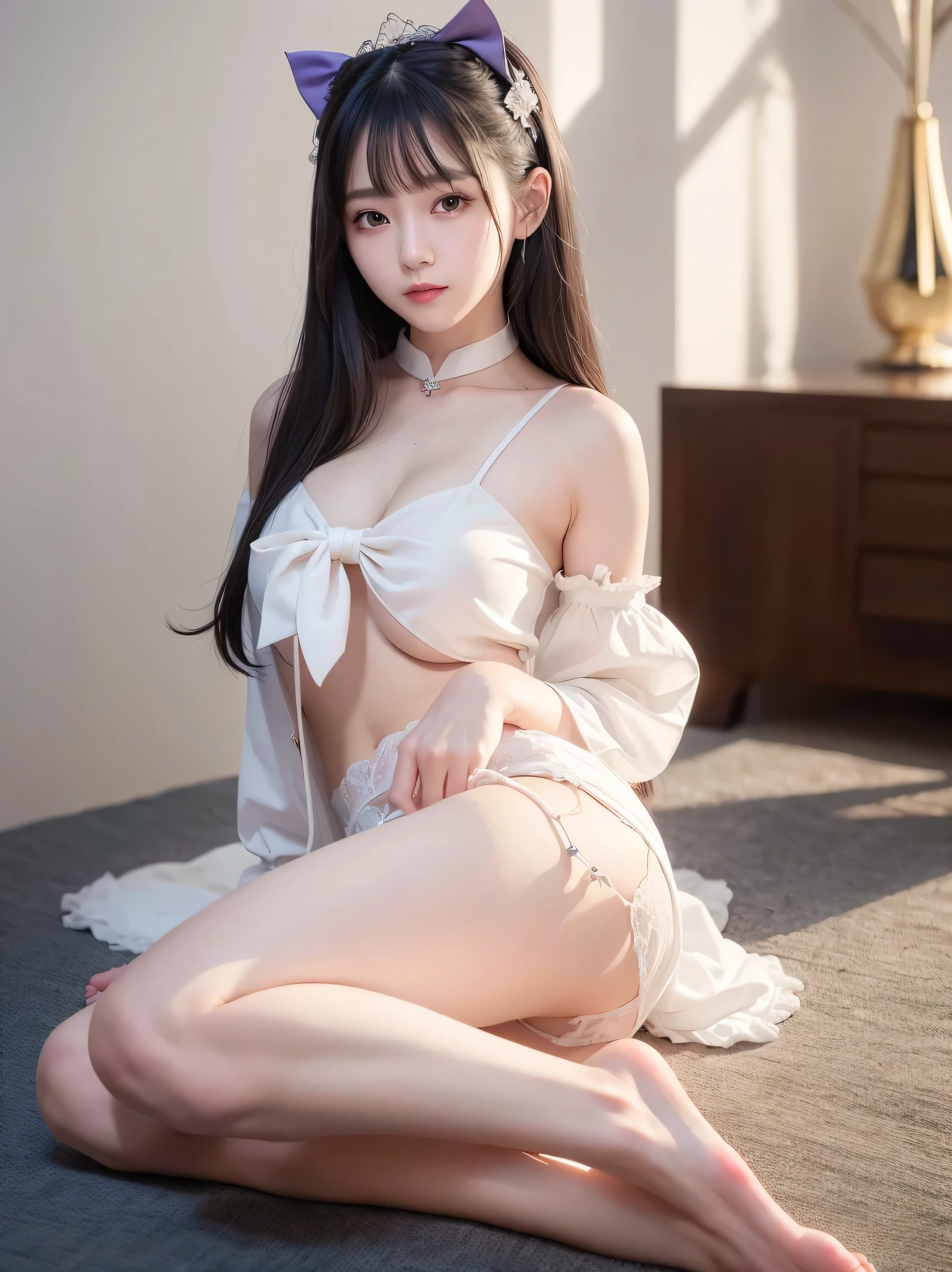 araffe woman in a white dress sitting on a bed, gorgeous chinese model, , beautiful girl model, gorgeous young korean woman, beautiful asian girl, cute elegant pose, beautiful young korean woman, beautiful model girl, elegant seducing pose, captured on canon eos r 6, lovely woman, ethereal beauty,  :8 --auto