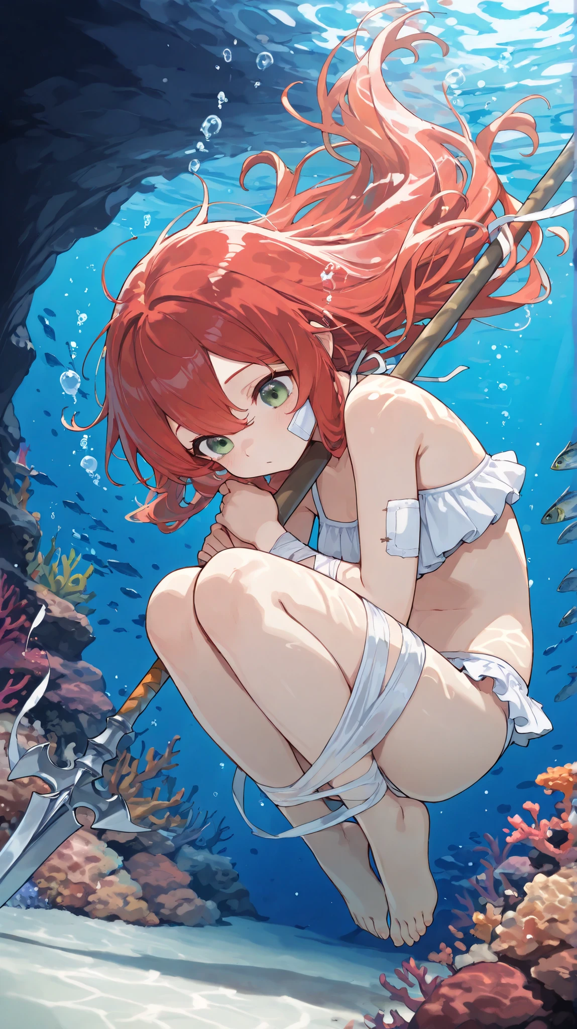 Giantess appears from underwater in front of a giant cruise ship, ready to attack him and detroy it, becausa she is a destroyer of cruise ship. The cruise looks very small in front of her because it is giant, she is ?????, she has red hair and white skin, she has small ??????? but very ???? legs and her body is very curvy. Goddess, Attack, giant, cruise ship, ?????, ????, hot, ocean, in the middle of the ocean, without buildings, High quality, Red hair, excited girl, hottest, tall girl, ???? legs, monster girl, Standing, cruise ship, cruise, giant cruise, attacking, evil giantess