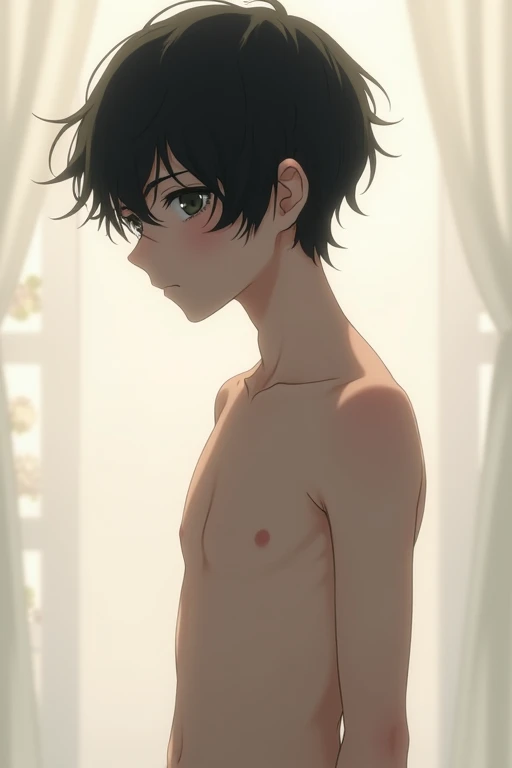 Highres, Masterpiece, Best quality at best,Best Quality,hight quality, hight detailed, Anime style, 1boy, Young boy, , , Elf ear, earring, Navel piercing, Messy hair, Seen from the front, look at viewer, (very young boy), (very small and short body), Age 12, Such a cute smooth armpit, Cute armpit, sexy armpit, The armpits of a 12 year old boy, Adorable little armpits,  armpits, showing armpit, hansome boy, Uhd, 4k wallpaper