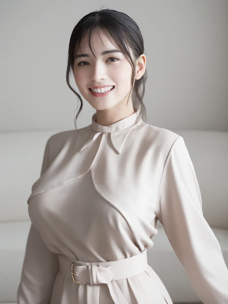 (((32k))), RAW Photos , (Highest quality, detailed:1.2),  (非常に繊細でdetailed), Ultra-high resolution, (((((33 years old, Sexy Gal, Taiwanese woman))))),  (((Big Breasts))), (((Tight waist))), (((Big Hips))), , One person, Elegant, Beautiful woman, Outstanding image quality,  非常にdetailedな顔, Perfect lighting, White skin, ((Long black hair:1.4)), soft, Cute Smile, Bambi Face, Droopy eyes, Sexy lips, (((Receptionist:1.6))), 