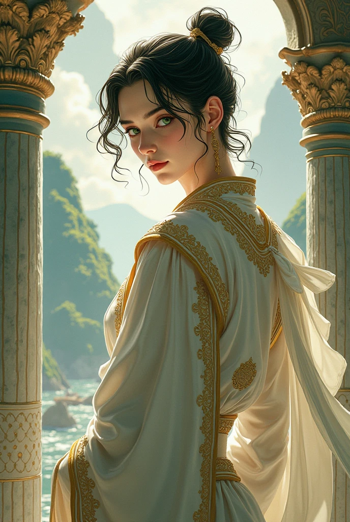 Arafed portrait of Lily Collins wavy hair in a white dress sitting on a ledge, Kramskoi 4 K, Albert Lynch, Artgerm and William Bouguereau, beautiful painting, Murata range Jeremy Lipking, Charles Sillem Lidderdale, portrait Romanticism, Kramskoi, Jeremy Lipking, Herbert James Draper Greg Hildebrandt, Liu Citemer, Sejic Stjepan, Samyang, Aykut Aydogdu, Justin Gerard, Alphonse Mucha, Artgerm, WLOP and Greg Rutkowski