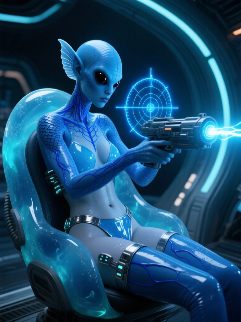 An alien ??????? girl, lying on the sofa, looks very enjoyable, starcraft style, looks depressing, high quality, ultra-detailed, crazy details, 4K