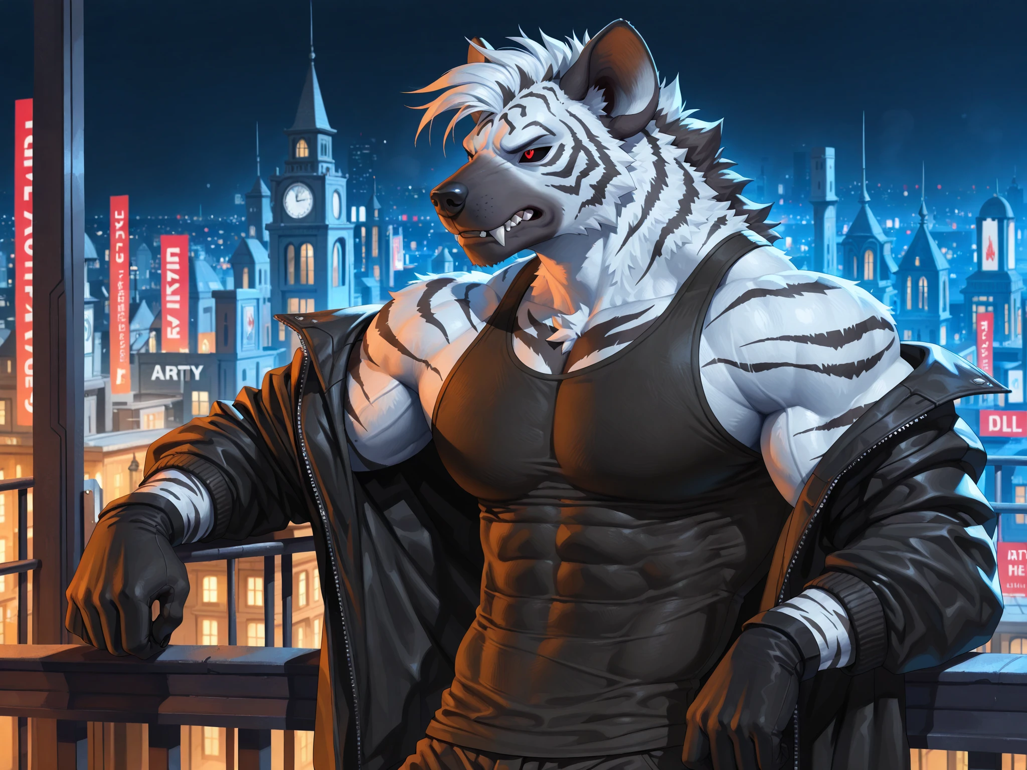 Anthropomorphic，werewolf，man，large pectoraluscular limbs， upper body，broad shoulders，huge ，muscular，large，bearded， hair，body hair， hair，arm hair，leg hair，full body，grey hair ((high detail，masterpiece，best quality，high definition，beautiful))