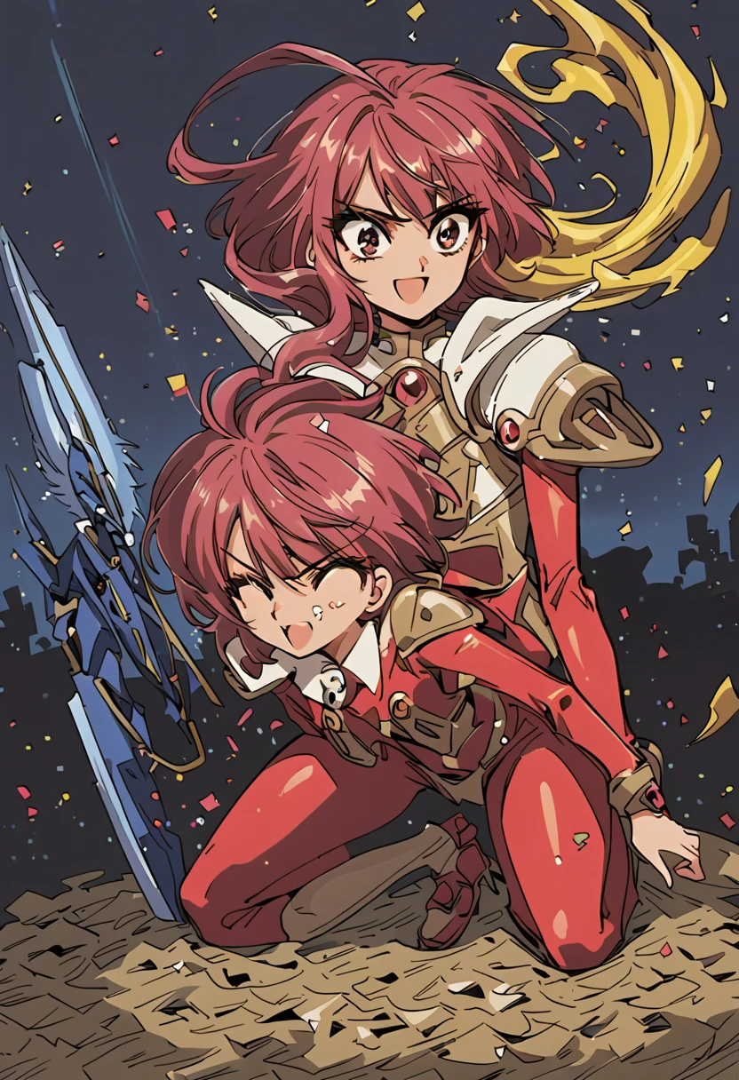 One Girl、Perfect functionality, (masterpiece), (Highest quality:1.4), High resolution、low length、11 years old、A cheerful smile、Wavy long hair, (Curly Hair:1.4), 豊かなCurly Hair, ponytail、Bikini Armor、Plein Air、(whole body:1.4)、Standing posture、sword, Cape, Dynamic pose