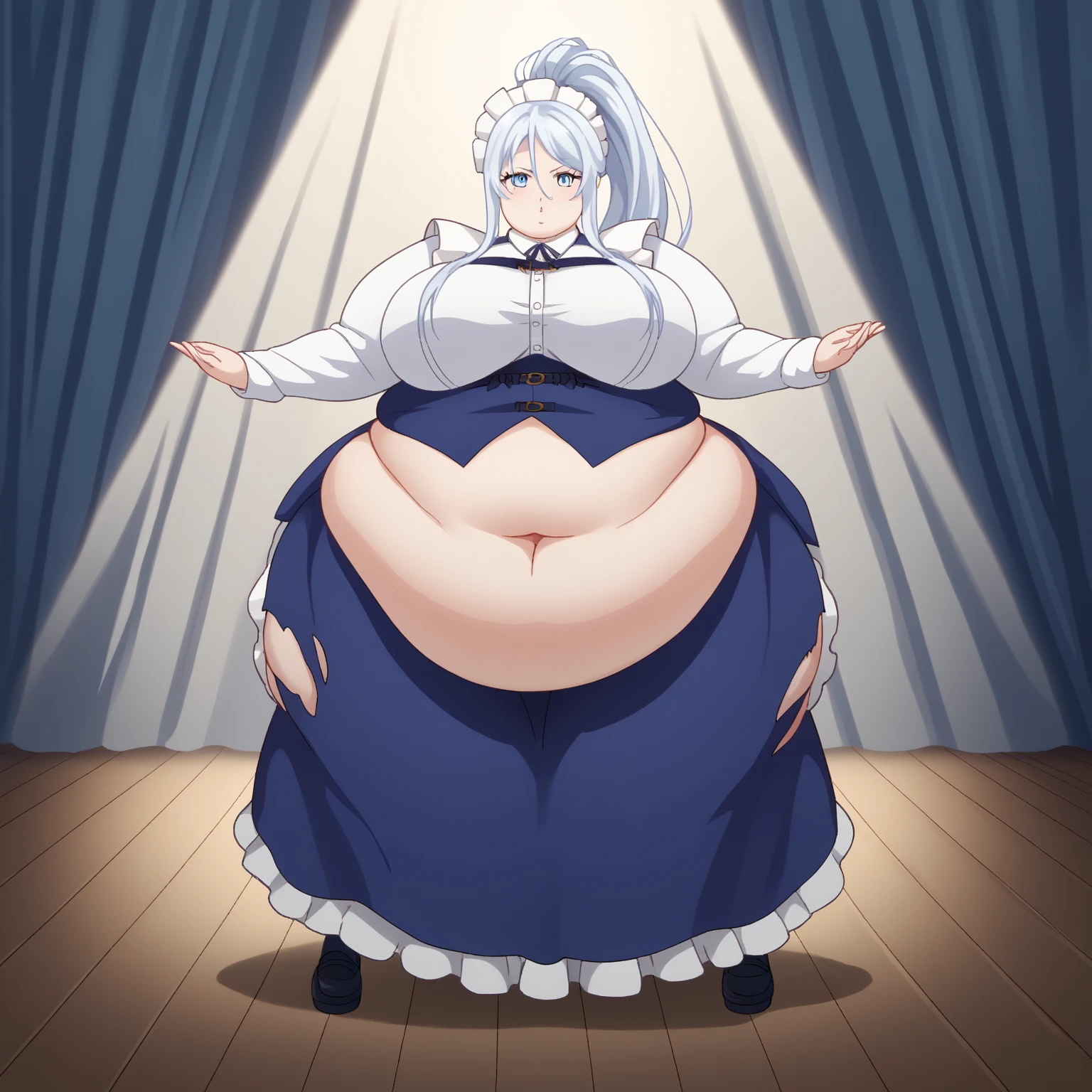 Weiss RWBY, fat, large, big belly, standing, pregnant, fat, large stomach, fatty, fat, large, big belly, sitting, pregnant, fat, large stomach, fatty,
