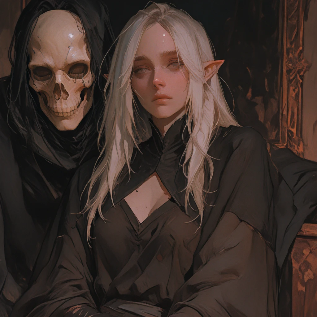 Woman, homunculus, fantasy, nun uniform, bandaged fists, pale skin, iron veins, dark veins, resin drips, Brilliant eyes